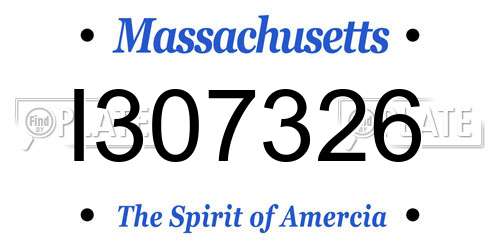 I307326 Massachusetts License Plate