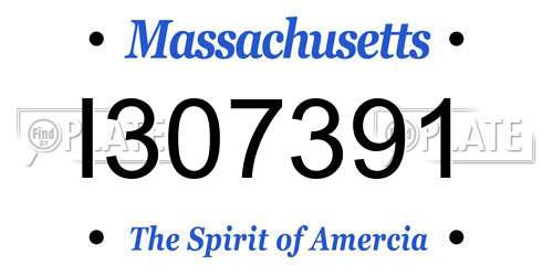 I307391 Massachusetts License Plate