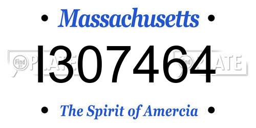 I307464 Massachusetts License Plate