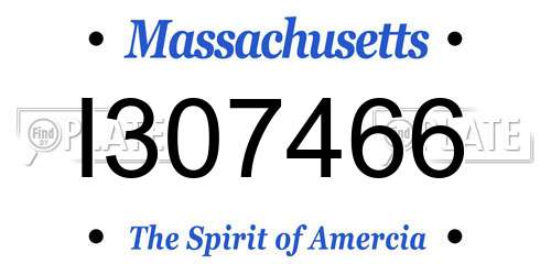 I307466 Massachusetts License Plate