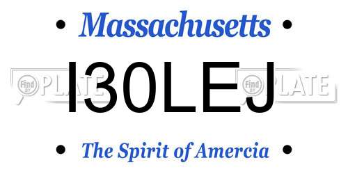 I30LEJ Massachusetts License Plate