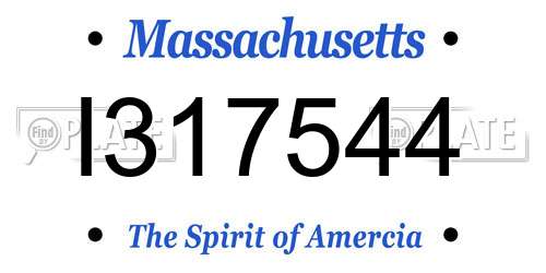 I317544 Massachusetts License Plate