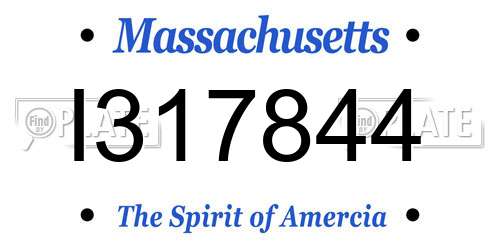 I317844 Massachusetts License Plate