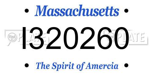 I320260 Massachusetts License Plate