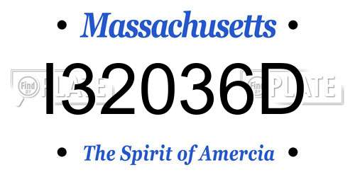 I32036D Massachusetts License Plate