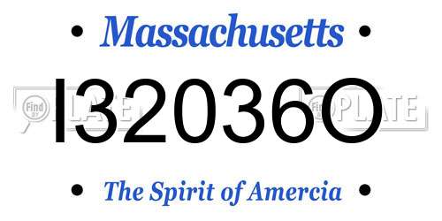 I32036O Massachusetts License Plate