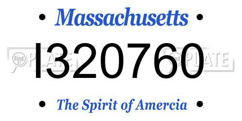 I320760 Massachusetts License Plate