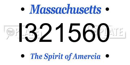 I321560 Massachusetts License Plate