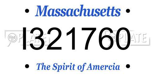 I321760 Massachusetts License Plate
