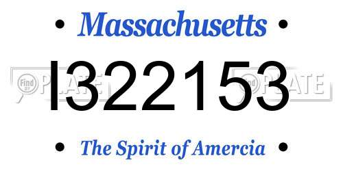 I322153 Massachusetts License Plate