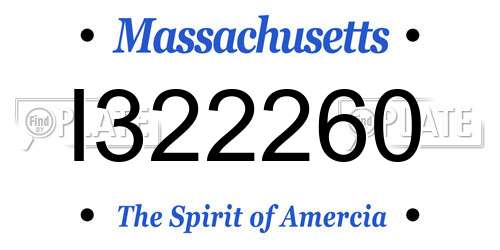 I322260 Massachusetts License Plate
