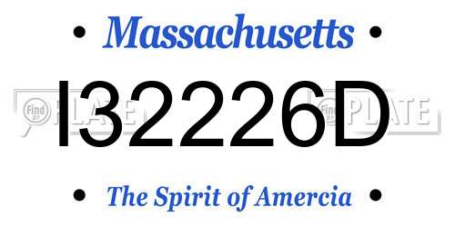 I32226D Massachusetts License Plate