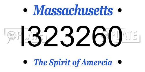 I323260 Massachusetts License Plate