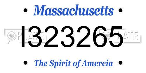 I323265 Massachusetts License Plate