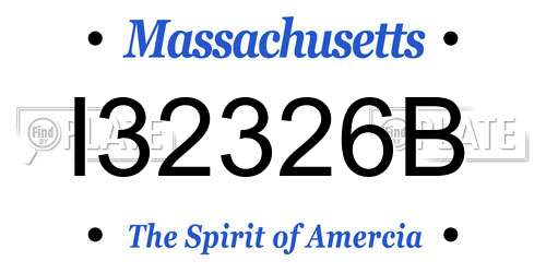 I32326B Massachusetts License Plate