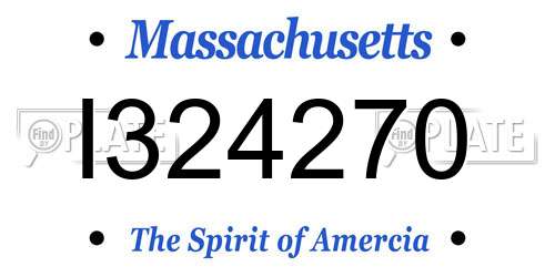 I324270 Massachusetts License Plate