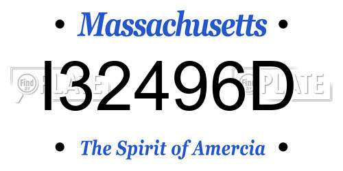 I32496D Massachusetts License Plate