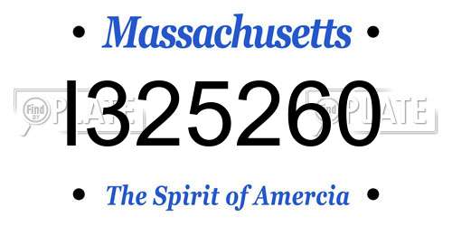 I325260 Massachusetts License Plate