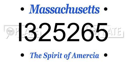 I325265 Massachusetts License Plate
