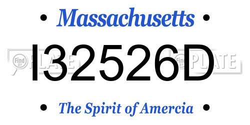 I32526D Massachusetts License Plate