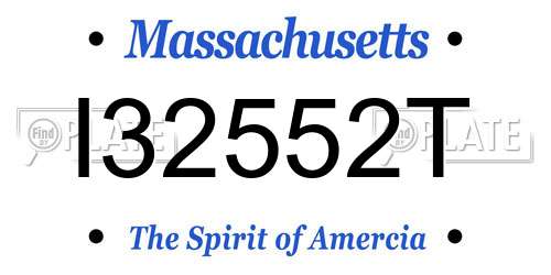 I32552T Massachusetts License Plate