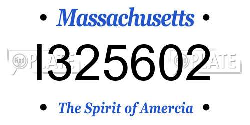 I325602 Massachusetts License Plate