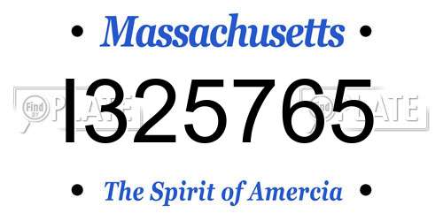 I325765 Massachusetts License Plate