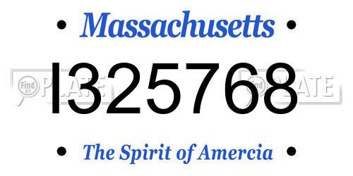 I325768 Massachusetts License Plate