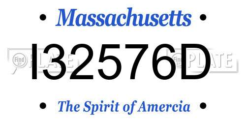 I32576D Massachusetts License Plate