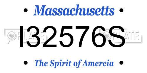 I32576S Massachusetts License Plate