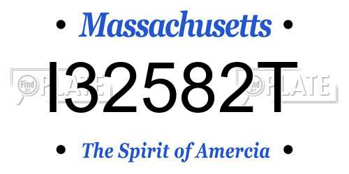 I32582T Massachusetts License Plate