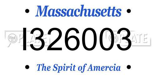 I326003 Massachusetts License Plate