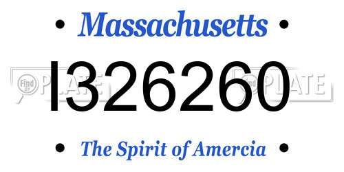 I326260 Massachusetts License Plate