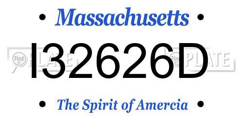 I32626D Massachusetts License Plate