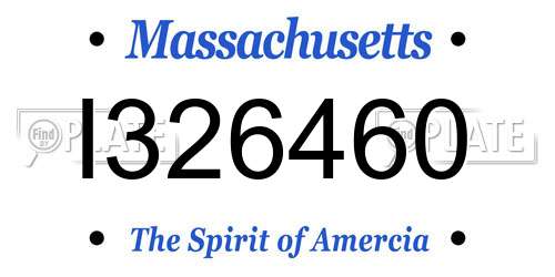 I326460 Massachusetts License Plate