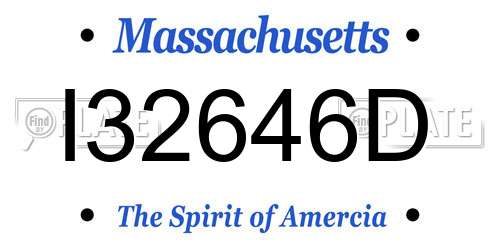 I32646D Massachusetts License Plate