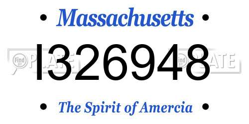 I326948 Massachusetts License Plate