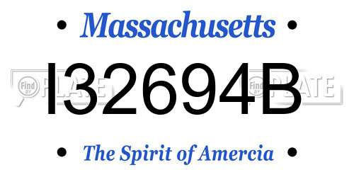 I32694B Massachusetts License Plate