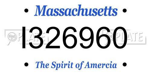 I326960 Massachusetts License Plate