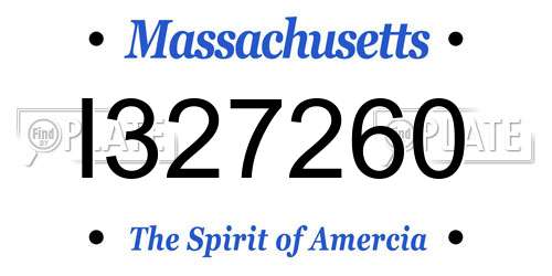 I327260 Massachusetts License Plate