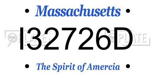 I32726D Massachusetts License Plate