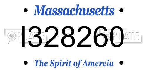 I328260 Massachusetts License Plate