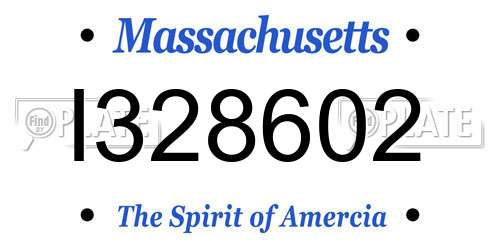 I328602 Massachusetts License Plate