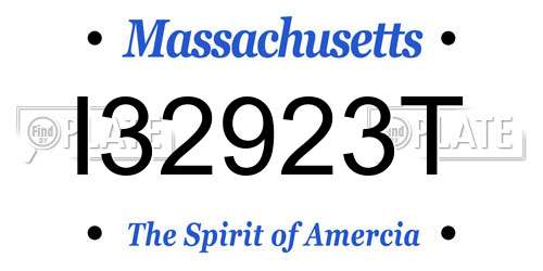 I32923T Massachusetts License Plate