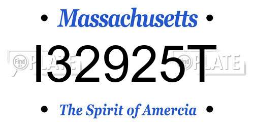 I32925T Massachusetts License Plate