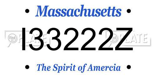 I33222Z Massachusetts License Plate