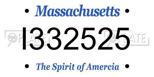 I332525 Massachusetts License Plate