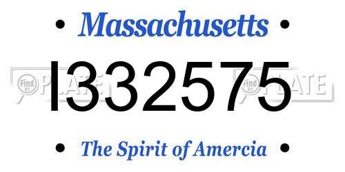 I332575 Massachusetts License Plate