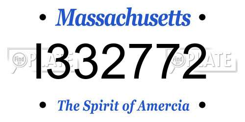 I332772 Massachusetts License Plate