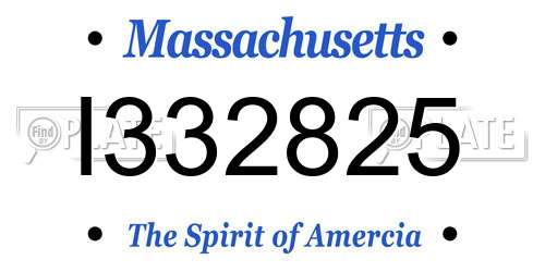 I332825 Massachusetts License Plate